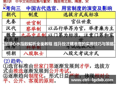 足球心水指数解析全面教程 提升投注精准度的实用技巧与策略